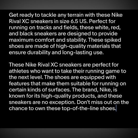 Nike Rival XC Mens Size 6.5 US Sneaker Track & Field Running White Red Black - Picture 8 of 8